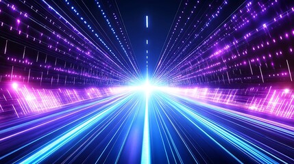 Obraz premium Futuristic Neon Highway Digital Speed Lines