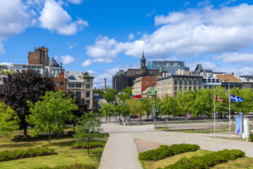 Obraz premium Quebec, Old Montreal, an historic town and the Old Port of Montreal. Famous tourist destination.