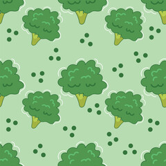 Broccoli seamless vector pattern. Creative texture for fabric, textile