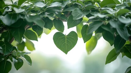 Leafy Heart Shaped Tree Emblem with Sweet Tone and Clear Center for Text