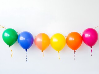 Bright and Cheerful Birthday Banner with Rainbow-Colored Bunting and Confetti on a White Background for Festive Celebrations and Party Decor