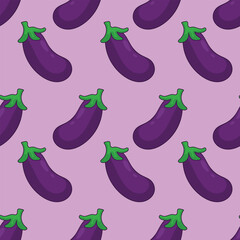 Cute purple eggplant seamless pattern. Creative texture for fabric, textile