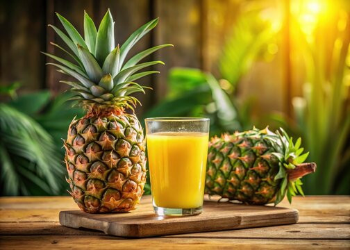 Documentary-style photos of fresh pineapple juice; showcasing the vibrant color and tropical essence of the drink.
