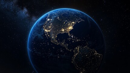 Global network connectivity illuminating planet Earth at night from space