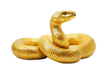 Fototapeta premium Golden snake isolated on transparent background. Chinese New Year 2025, lunar new year theme