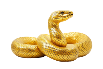 Golden snake isolated on transparent background. Chinese New Year 2025, lunar new year theme