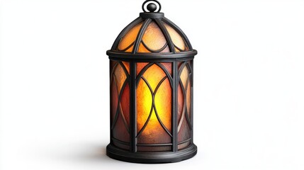 This gothic-inspired lantern features stained glass panels and a warm, flickering LED light. Perfect for adding a touch of medieval charm to any space indoors or covered outdoors.
