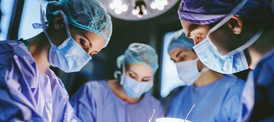 Dedicated surgical team collaborates under bright lights in a modern operating room setting