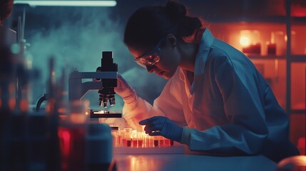 Laboratory scientist using cuttingedge equipment to test substances, highresolution research and analysis, scientific investigation atmosphere