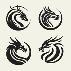 Dragon logo vector silhouette illustration design.