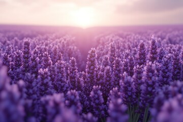 Fototapeta premium Serene Sunset Lavender Field