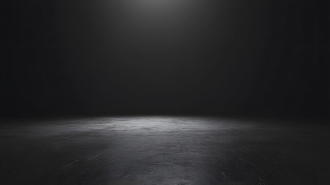 An empty, dark room with a concrete floor serves as an abstract stage for 's background - HD and realistic