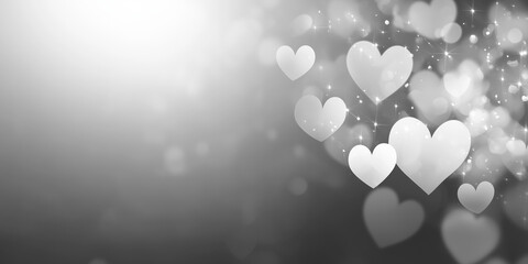 Abstract Heart Bokeh Background in Black and White