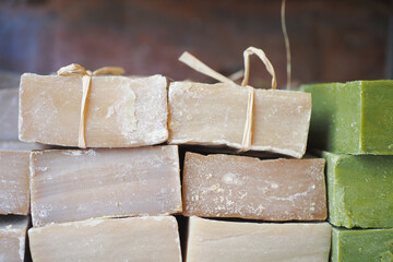 natural soap bar on table 