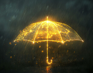 Golden Umbrella Rain