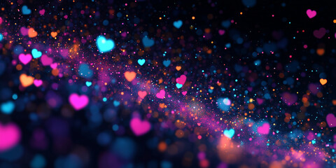 Abstract Heart Nebula with Glowing Dust and Particles