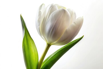 Fototapeta premium Isolated White Tulip, Minimalist Floral, Abstract Photography, AI Art
