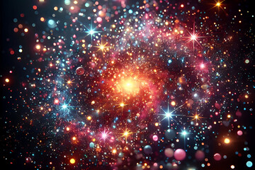 Obraz premium Soft shiny, glowing, colorful lights scattering in a dark background