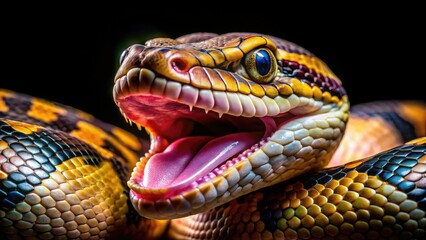 Obraz premium Jaw-Dropping Snake Close-Up, Low Light
