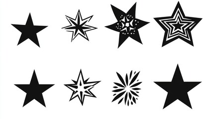 Collection of Black Star Shapes for Graphic Design Purposes