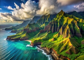 Obraz premium Kauai Na Pali Coast Panorama - Stunning Hawaiian Landscape