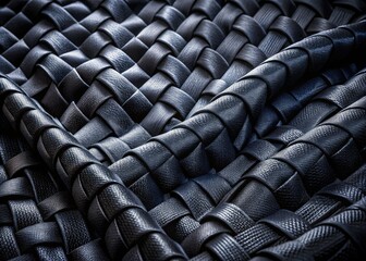 Fototapeta premium Long Exposure Black Fabric Texture, Diamond Pattern, Braided Detail