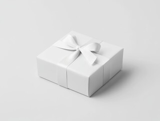 Minimalist white gift box on light gray background
