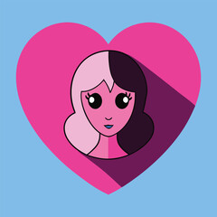 

A silhouette of a woman gracefully positioned inside a heart, symbolizing love, elegance, and mystery, with smooth curves and a minimalist artistic touch.