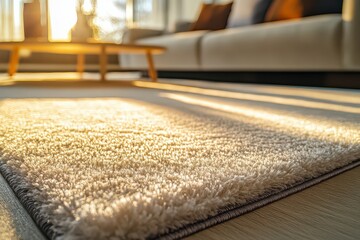 Modern Living Room with Plush Area Rug in Focus