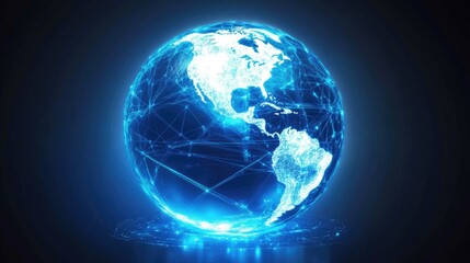 Fototapeta premium Illuminated Digital Globe with Network Connections and Earth View