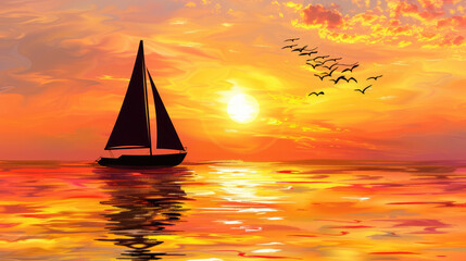 sailboat at sunset