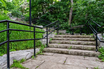 stairs in the green city park in Toronto Ontario