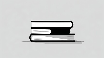 Minimalist illustration of stacked books emphasizing knowledge, education, reading, and literature, highlighting simplicity and elegance in black-and-white art suitable for learning and academic theme