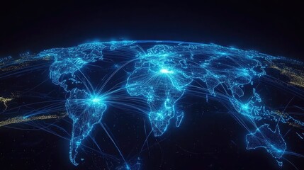 Global Network Visualization with Digital Connections and Data Flow