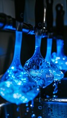 Magical kitchen  floating utensils illuminating a self cooking meal in a cozy atmosphere