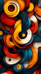 Abstract colorful swirls and circles pattern.