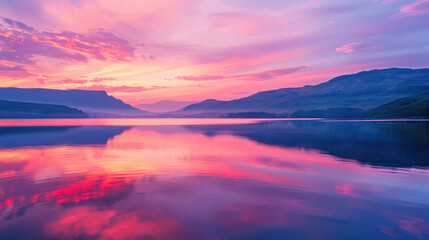 Naklejka premium sunrise over the lake