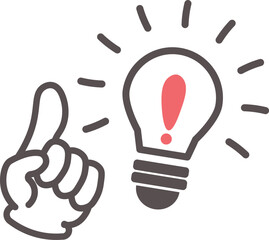 人差し指とビックリマークの吹き出し