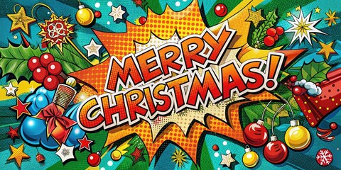 Merry Christmas Pop Art Comic Book Macro Photography AI Art