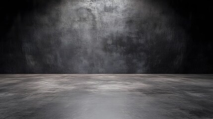 An empty room with a gray wall and concrete floor sets the scene for a minimalist and industrial aesthetic in