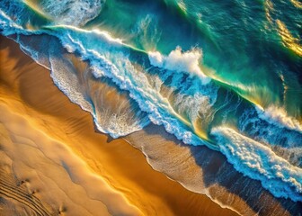 Minimalist Aerial Sandy Shoreline Ocean Waves