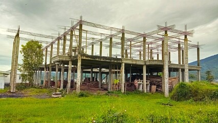 Naklejka premium construction of public buildings in wonosobo, central java, Indonesia. For construction and architecture content. 