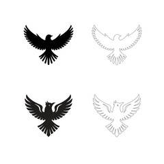 Vector Silhouette  of  Flaying Birds
