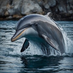 Fototapeta premium A dolphin made of flowing water.