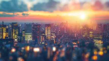 Fototapeta premium city skyline at sunset