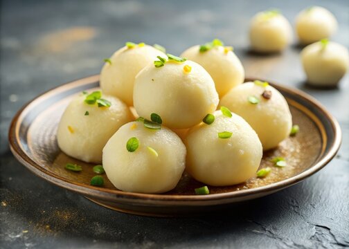 Minimalist Indian Rasgulla Dessert Photography - Sweet Ball Dumplings