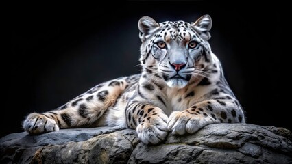 Fototapeta premium Wild snow leopard: stunning close-up wildlife photo capturing the rare beauty of Panthera uncia.