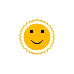 smiling sun with smile. illustration of a smiling sun on a white background. 