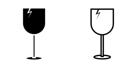 Fragile set icon on white background