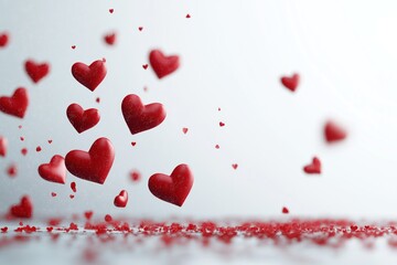 Obraz premium Inúmeros corações coloridos voam em um fundo branco